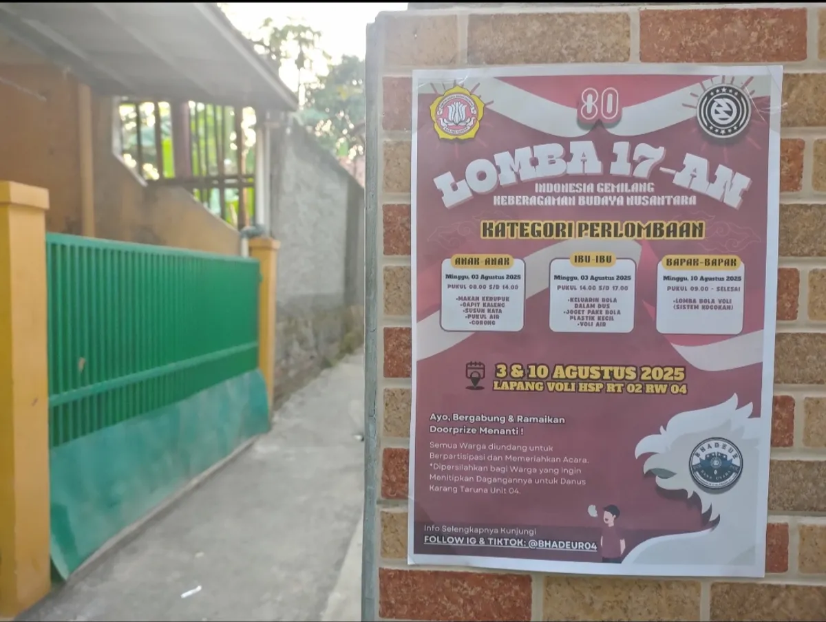 Poster Lomba 17-an HUT ke-80 RI yang digelar Karang Taruna Unit 04 Babakan Dangdeur Pasir Biru Kota Bandung (Sumber: Istimewa | Foto: IBN GHIFARIE)