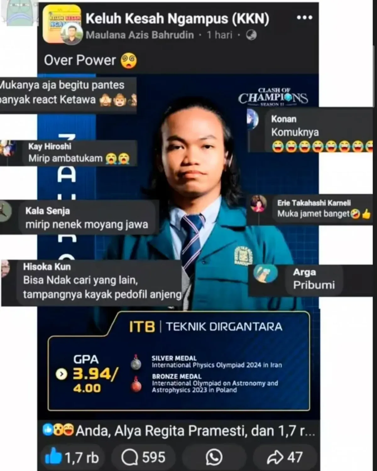 Cyber Bullying Peserta COC 2025. (Sumber: Instagram/Rian.fahardhi)