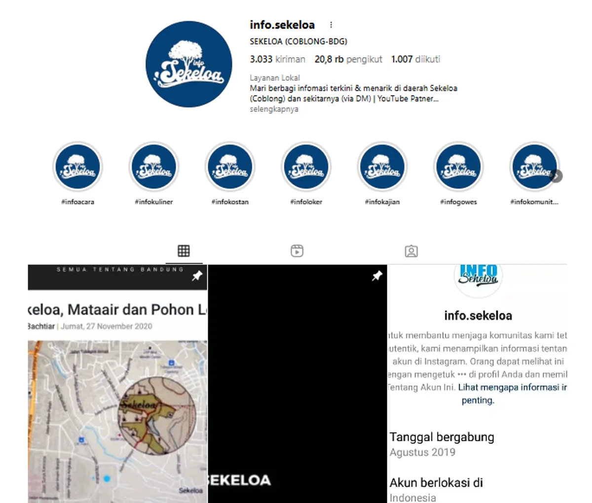 Tampilan instagram @info.sekaloa