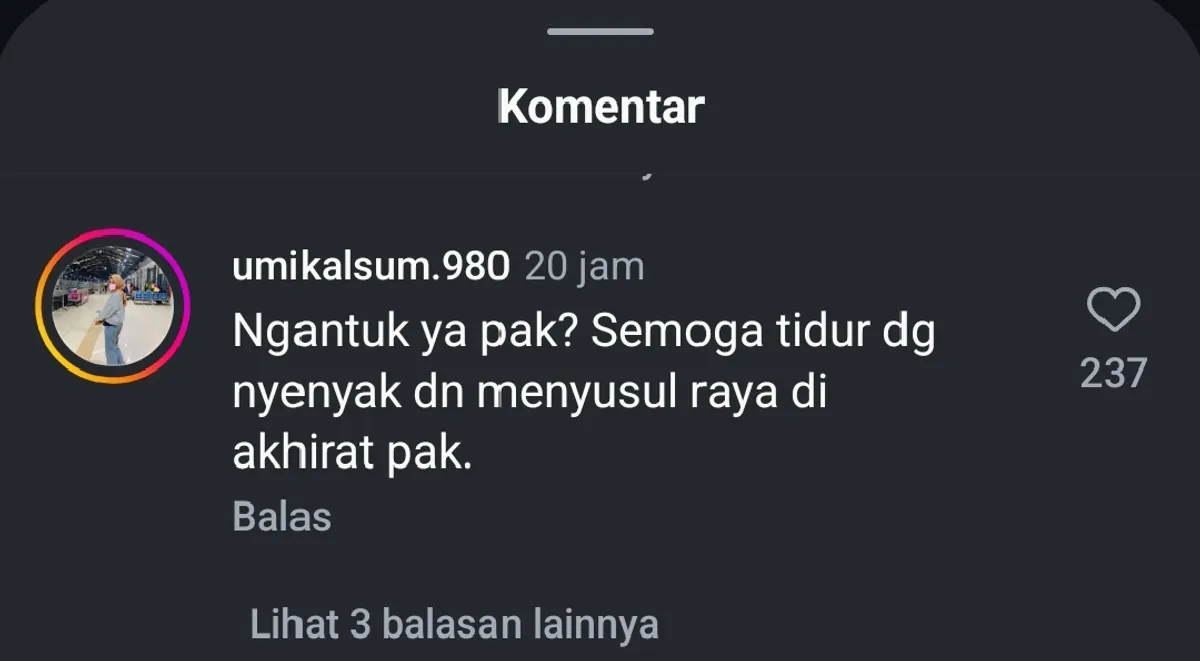 Salah Satu Komentar Netizen di Instagram (Sumber: Instagram | Reogkita)