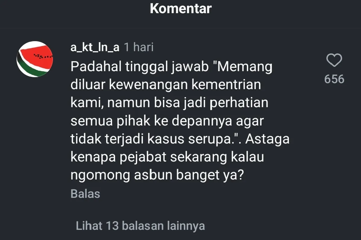 Komentar Netizen di Instagram (Sumber: Instagram | Reogkita)
