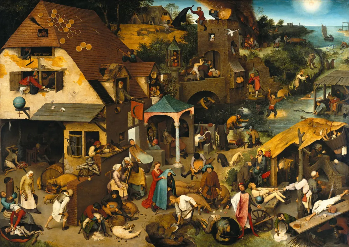Lukisan Pieter Brueghel the Elder yang menggambarkan buruknya sanitasi pengolahan tinja Eropa Abad Pertengahan. (Sumber: Wikimedia)