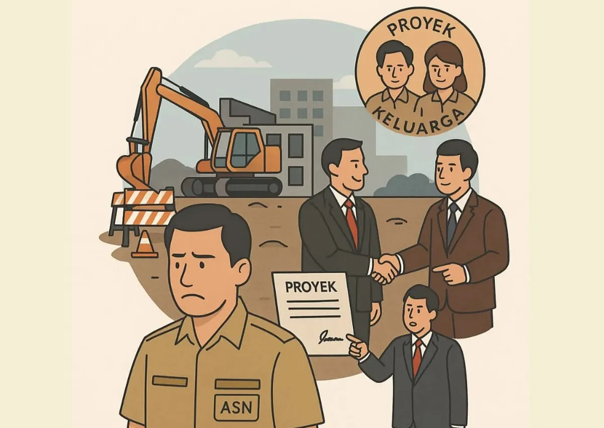 Dalam praktiknya, proyek negara kerap menjelma menjadi proyek keluarga. (Sumber: Ilustrasi dibuat dengan AI ChatGPT)