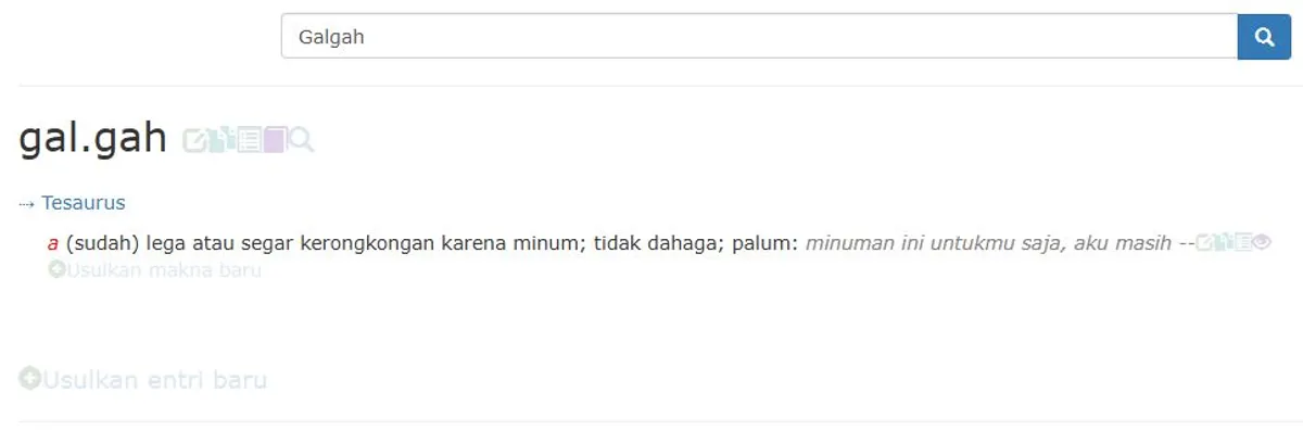 Galgah dalam KBBI. (Sumber: Dok. KBBI)