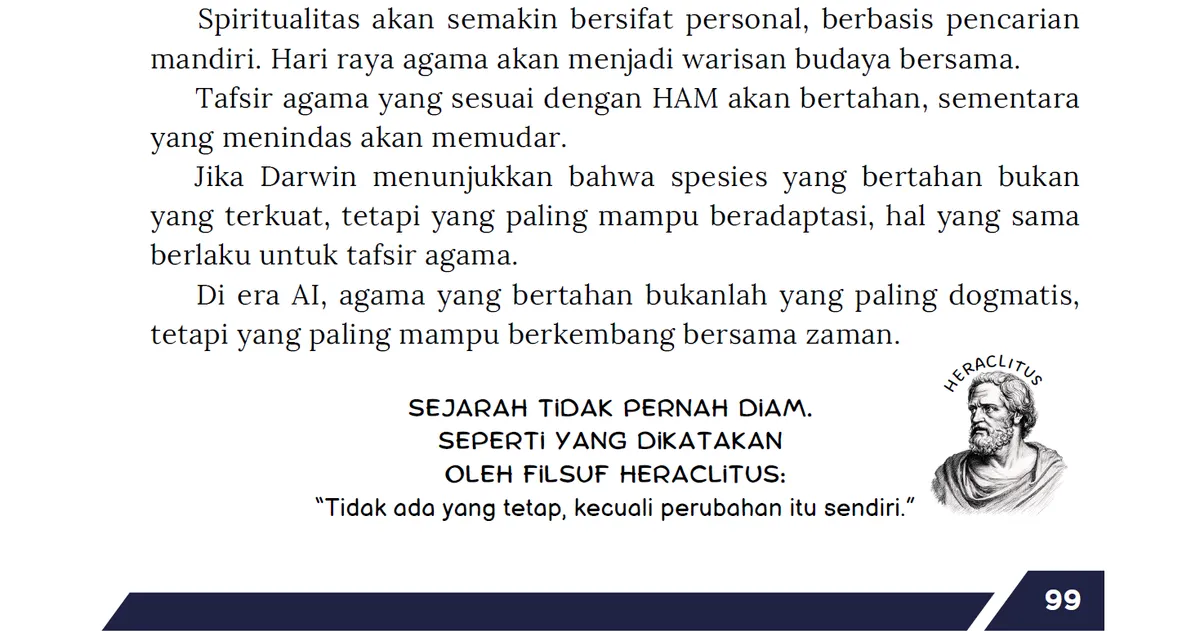 Kutipan dari buku "Sosiologi Agama di Era Artificial Intelligence: 7 Prinsip" karya Denny JA, PhD yang diterbitkan Cerah Budaya International LLC pada Maret 2025. (Sumber: Denny JA | Foto: Istimewa)