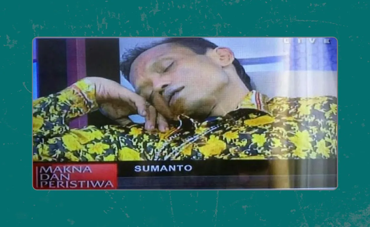 Sumanto saat tertidur dalam sebuah talkshow di TVOne.