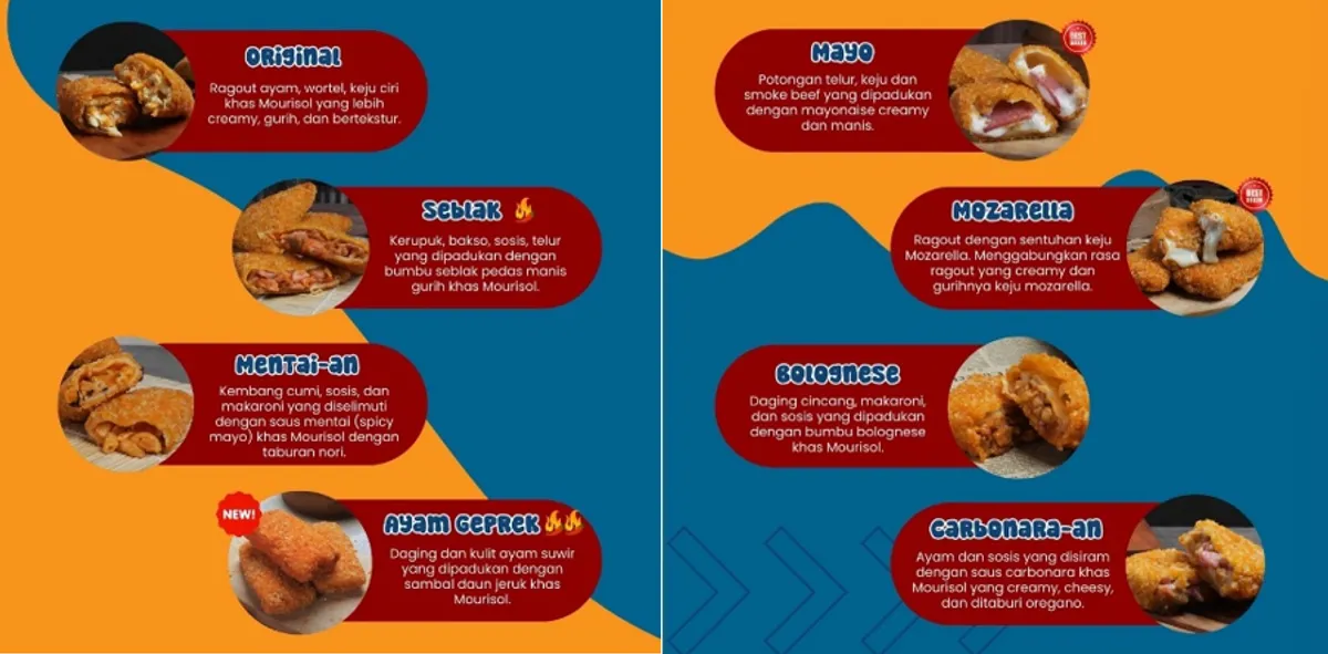 Gambar 1.2 Menu dengan berbagai macam rasa (Foto: (Sumber: akun Instagram @mourisol.id))