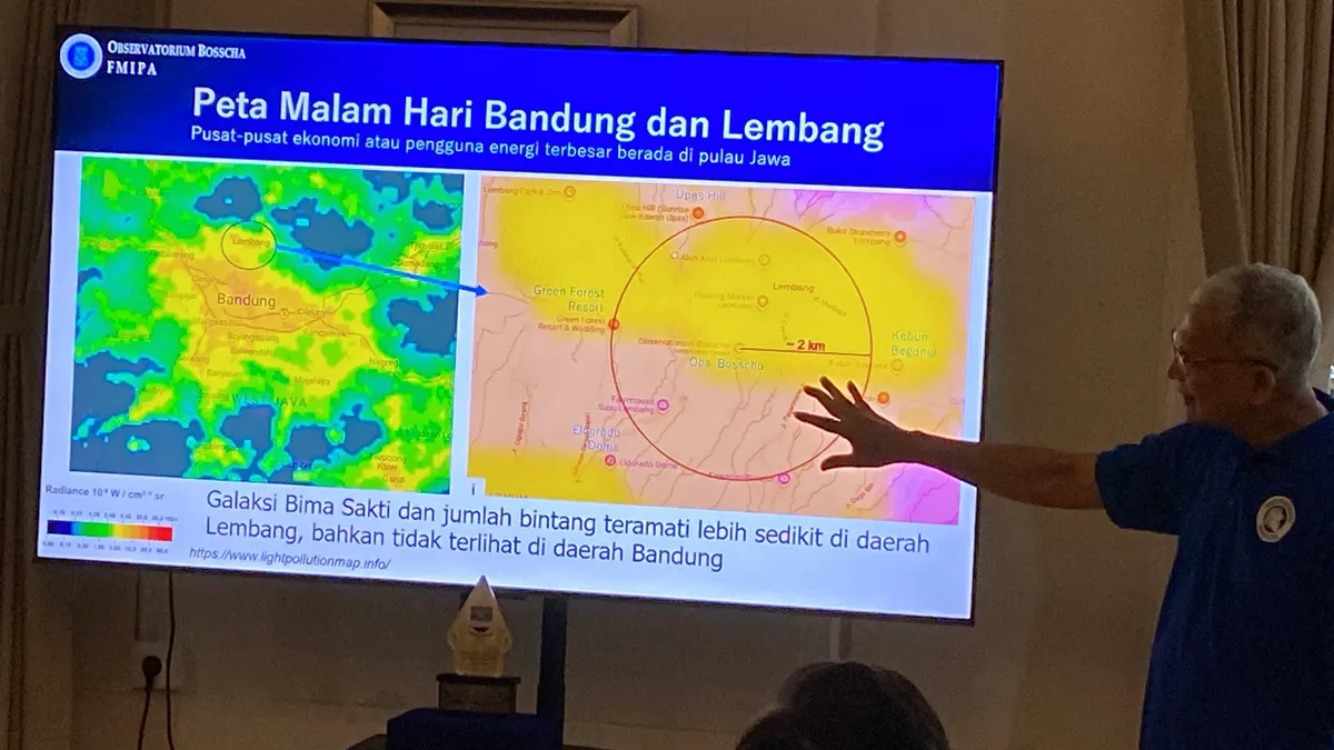 Peta polusi cahaya cekungan Bandung. (Sumber: Ayobandung | Foto: Restu Nugraha)