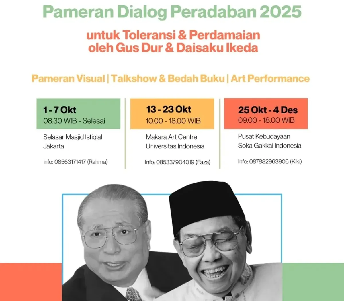 Pameran Dialog Peradaban 2025 adalah ruang kolaboratif antar komunitas lintas agama, budaya, dan generasi. (Sumber: Instagram/pamerandialogperadaban)