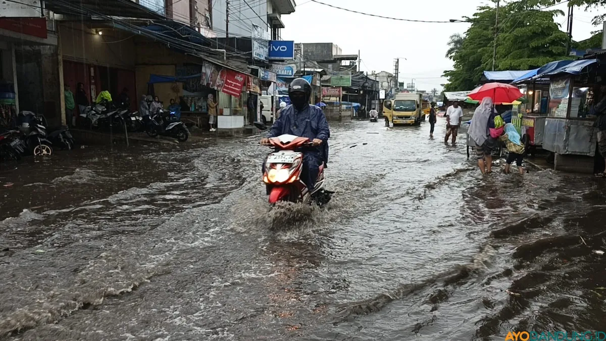 Banjir di Lembang pada pertengahan Oktober 2025. (Sumber: ayobandung.id | Foto: Restu Nugraha)