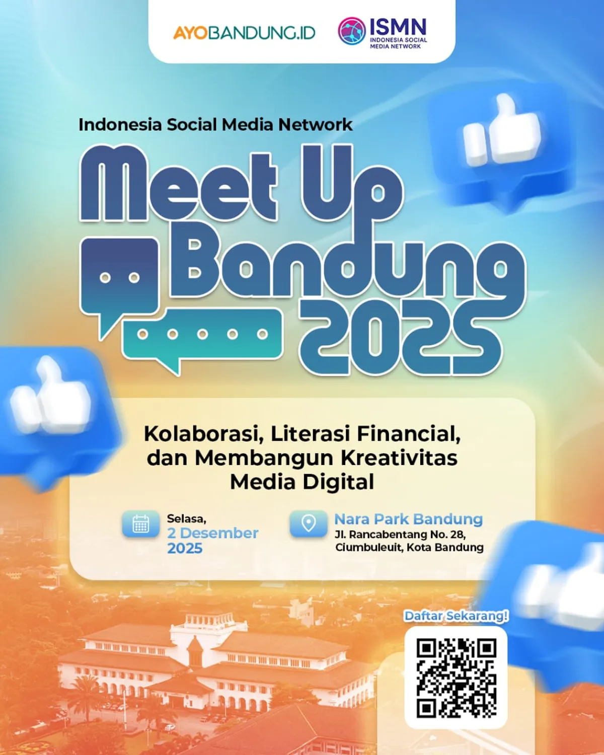 Indonesia Social Media Network (ISMN) yang digagas Ayo Media Network akan menggelar kegiatan ISMN Meetup 2025 di Bandung, pada 2 Desember 2025 mendatang. (Sumber: dok. Indonesia Social Media Network (ISMN))