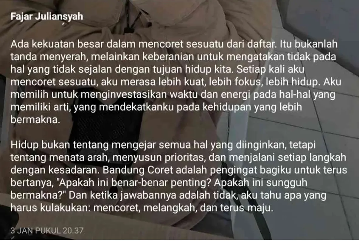 Keberanian Memilih Prioritas. (Sumber: Facebook/Fajar Juliansyah, Guru BK)
