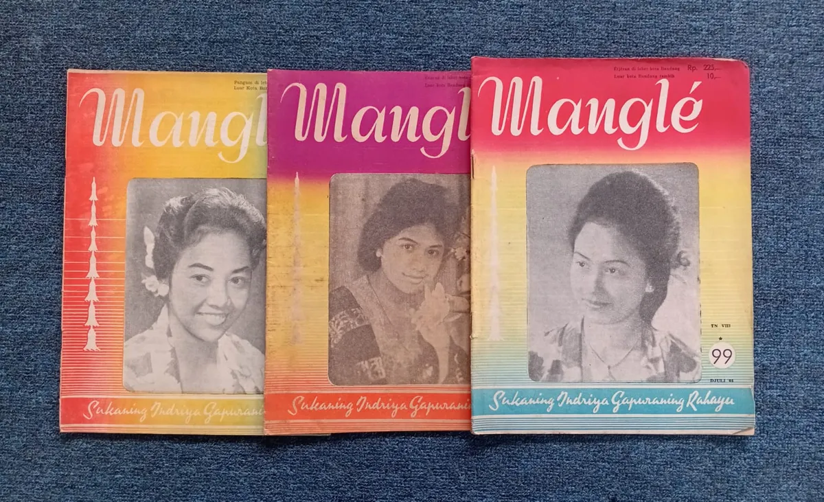 Sampul muka Majalah Mangle era 1960-an, ketika majalah berbahasa Sunda tersebut masih diterbitkan di Bogor. (Sumber: Dokumentasi Kin Sanubary)