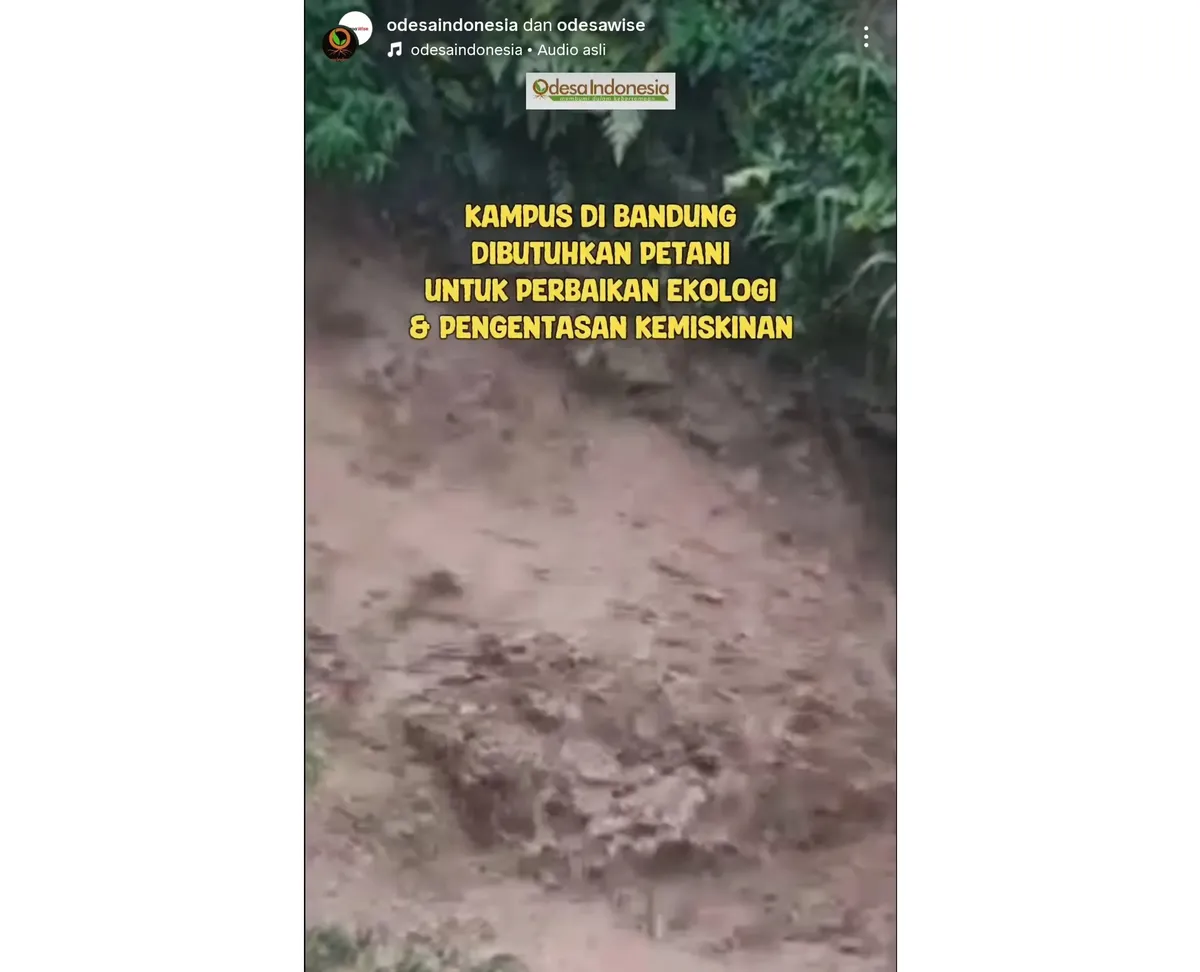 Krisis lingkungan di Bandung membutuhkan peran banyak pihak. Perguruan Tinggi di Bandung mesti memainkan peran pengabdian masyarakat lebih serius. (Sumber: Instagram @odesaindonesia)
