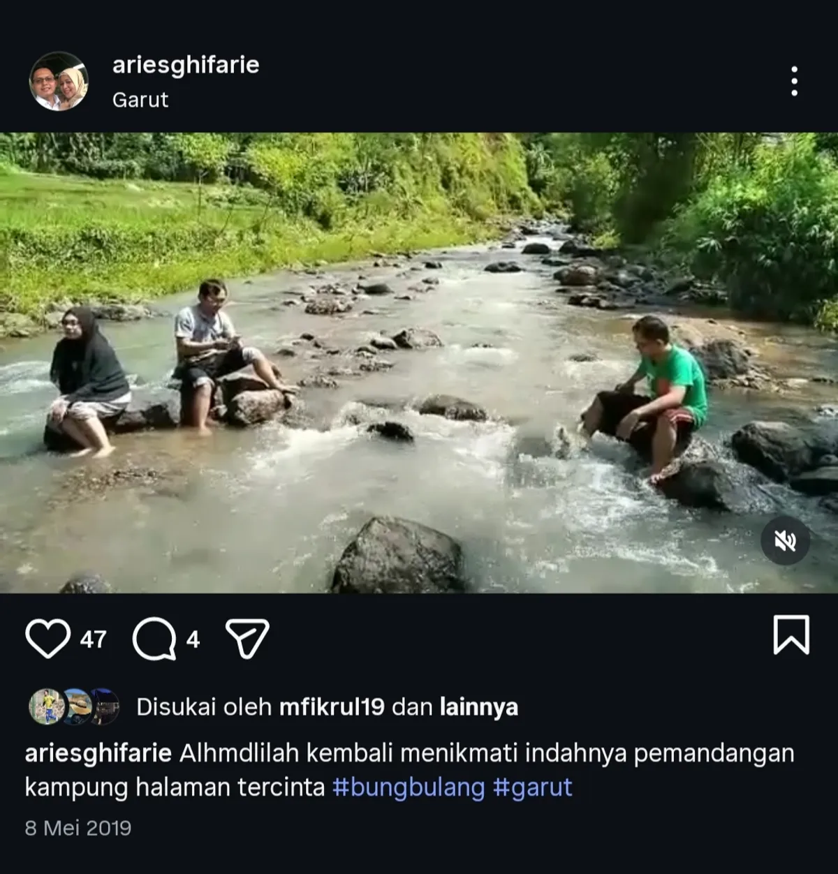 Kondisi Cibalubur Loa Bungbulang, Garut Kidul, Rabu (8/5/2019) (Sumber: Instagram @ariesghifarie | Foto: Hasil tangkap layar)