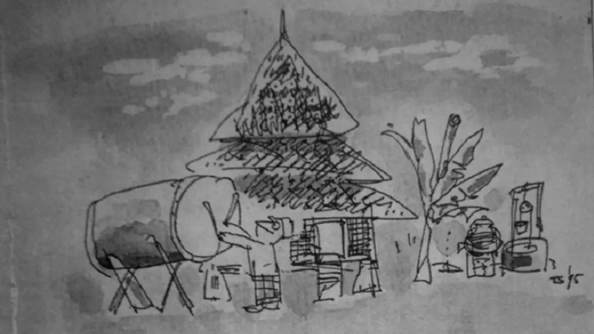 Karikatur tradisi ngadulag pada saat lebaran di masyarakat Priangan tempo dulu. (Sumber: Istimewa | Foto: buku Ramadhan di Priangan, Haryoto Kunto)