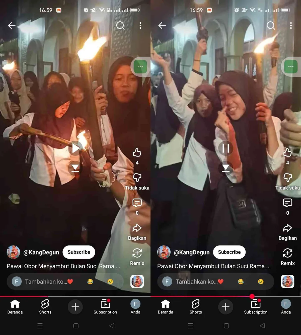 Pawai obor, tradisi mapag Ramadan di Bungbulang Garut Pakidulan, Sabtu (14/2/2026) (Sumber: YouTube @KangDegun | Foto: Hasil tangkapan layar)