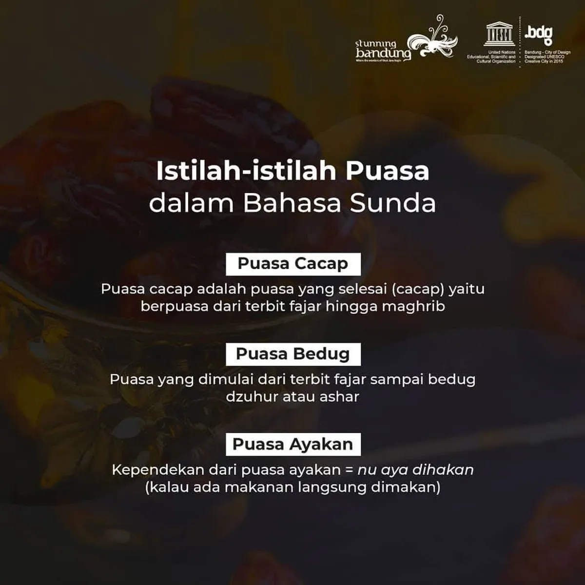 Hayooo siapa nih nu sok puasa ayakan?😂😂 (Sumber: Facebook | Foto: Dinas Kebudayaan dan Pariwisata Kota Bandung)