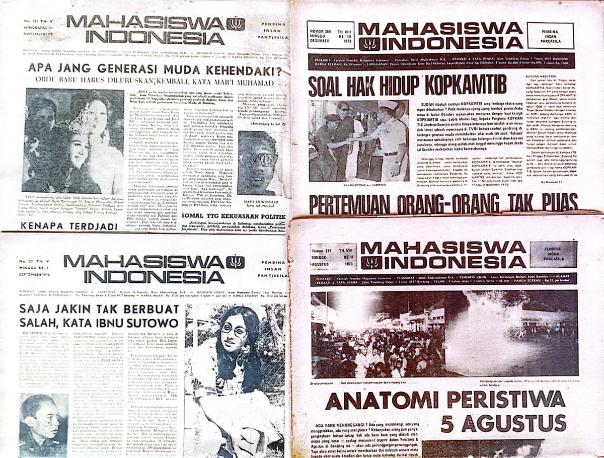 Surat kabar Mahasiswa Indonesia, media pers mahasiswa kritis dari Bandung era 1970-an. (Sumber: Koleksi Kin Sanubary)