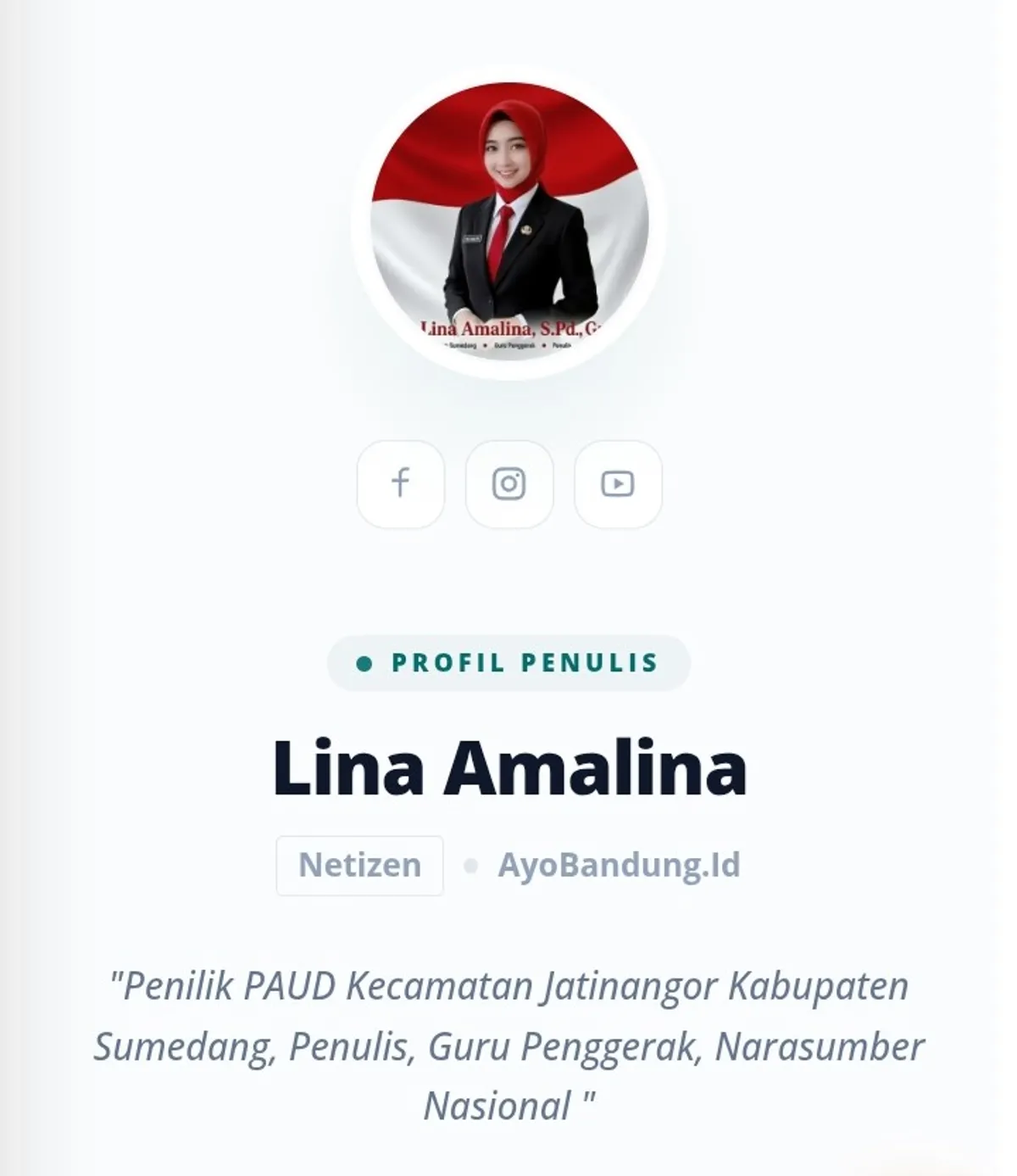 Lina Amalina, sosok Guru Penggerak dari Sumedang yang juga penulis Ayo Netizen AyoBandung.id (Sumber: tangkapan layar | Foto: Lina Amalina)