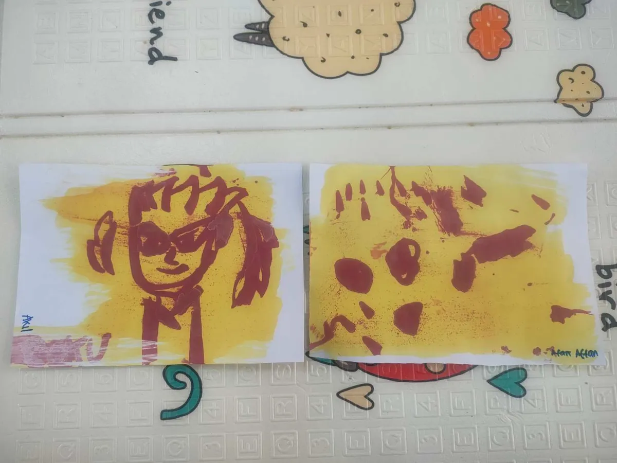 Hasil karya mewarnai Aa Akil dan Affan, Sabtu (4/7/2026) (Sumber: Istimewa | Foto: IBN GHIFARIE)