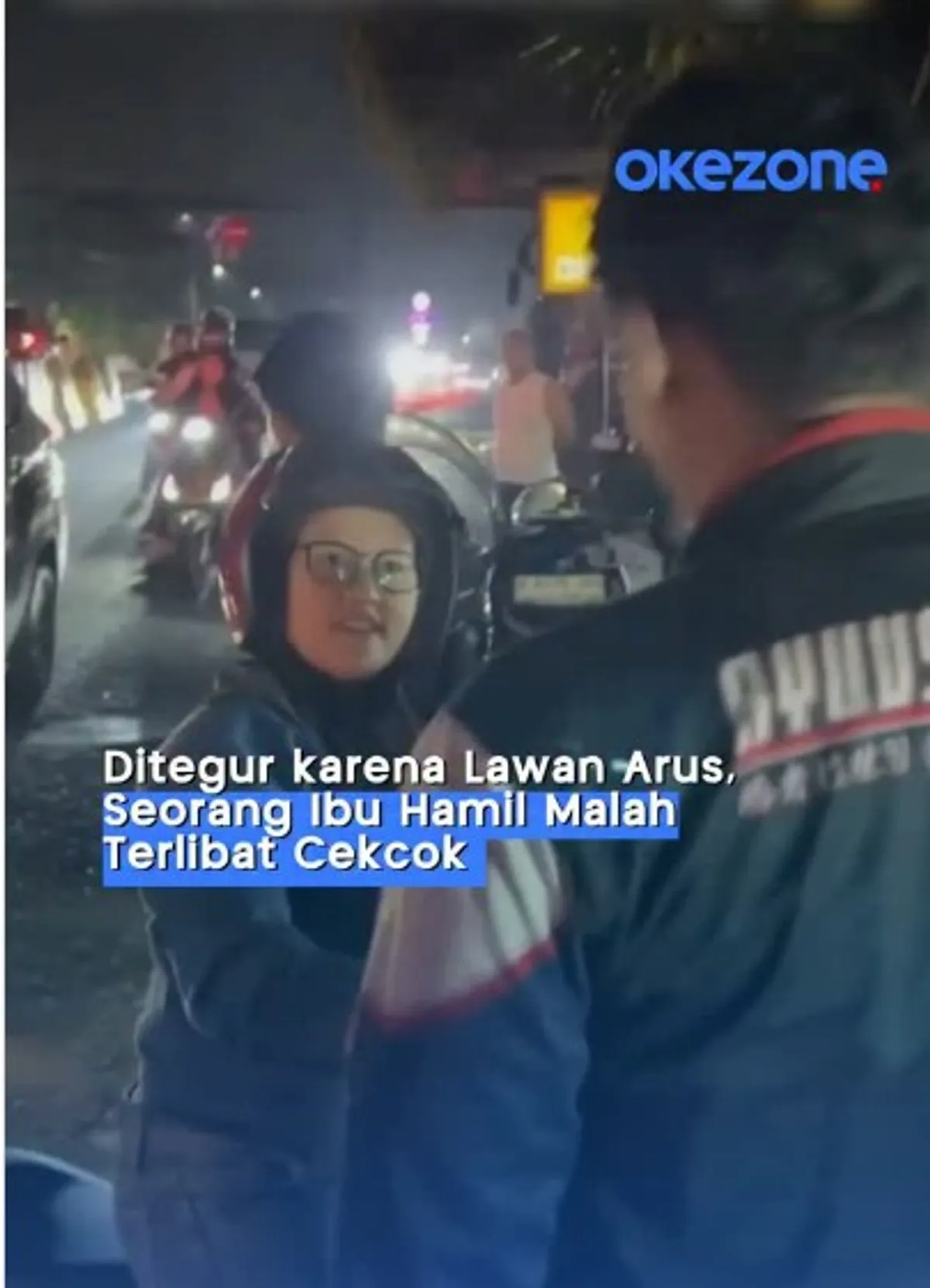 Seorang ibu hamil menjadi sorotan setelah diduga berkendara melawan arus di tengah kondisi lalu lintas yang ramai di Simpang Viktor, Jalan Raya Puspitek, Serpong, Tangerang Selatan pada Kamis (9/7/2026). (Sumber: Instagram/@okezonecom)