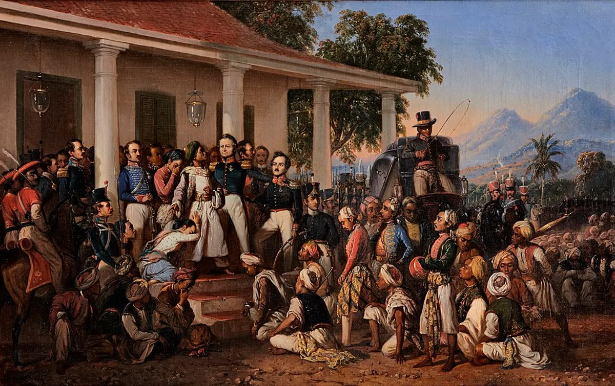 Penangkapan Pangeran Dipenogoro By Raden Saleh - Istana Negara Jakarta, (Sumber: https://indoartnow.com/uploads/documents/ecatalog/1086/1474013942-Katalog-Pameran-1771.pdf | Foto: Istana Negara Jakarta)