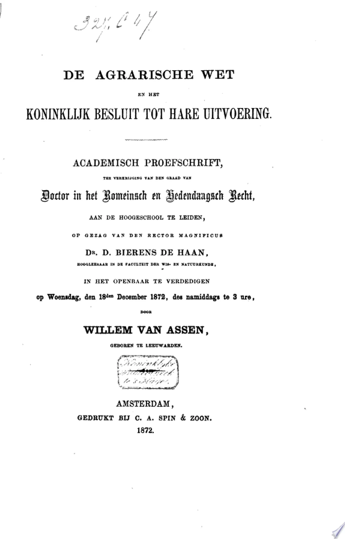 Undang - Undang Agraria dan Keputusan Kerajaan yang terbit tahun 1872 (Sumber: Delpher)