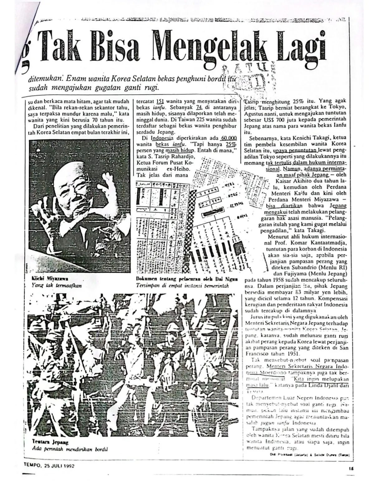 Perkiraan jumlah perempuan bekas ianfu (Sumber: Tempo, 25 Juli 1992)