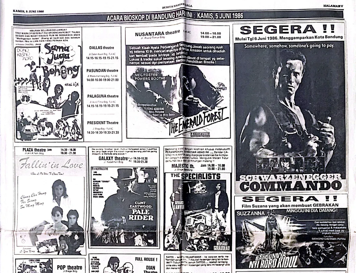 Rubrik "Bioskop Bandung Hari Ini", salah satu kolom yang cukup diminati pembaca GALA pada masanya. (Sumber: Koleksi Kin Sanubary)
