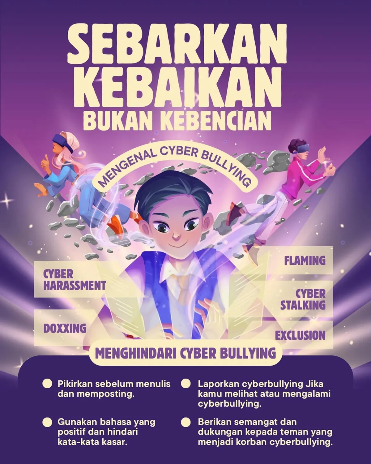 Sebarkan Kebaikan, Bukan Kebencian! ✨💜 Jangan biarkan dunia maya dipenuhi kebencian! (Sumber: Instagram @olimpiade_update)