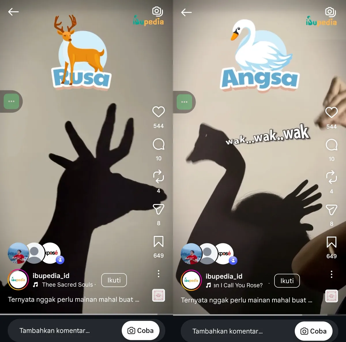 Trik Mainan Bayangan Tangan, Hiburan Pas Mati Lampu (Sumber: Instagram @ibupedia_id)