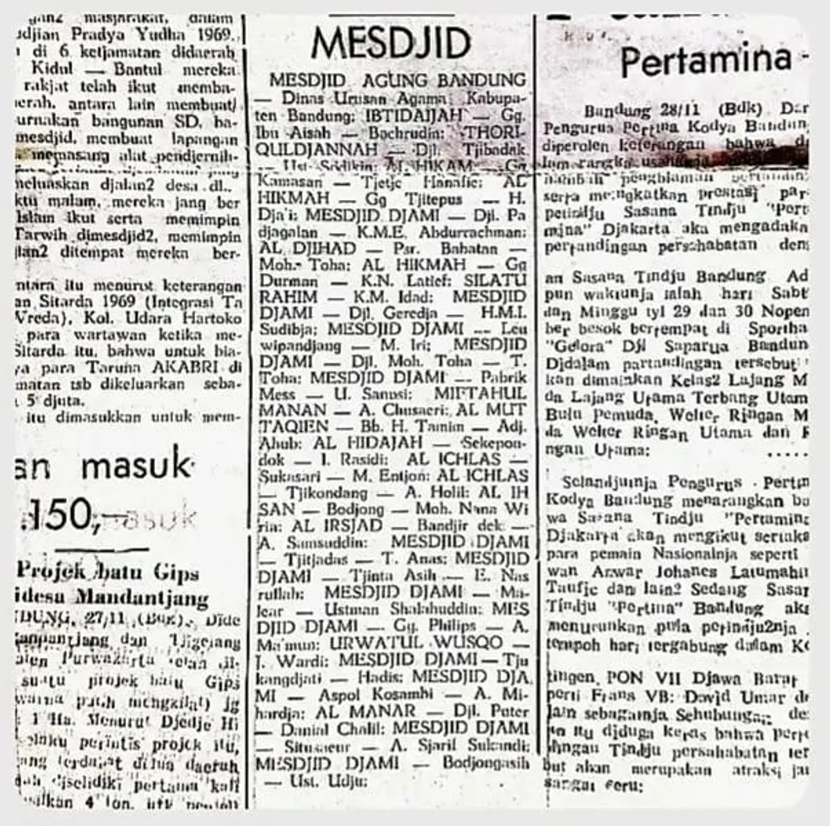 Informasi jadwal khotib Salat Jum'at serta daftar masjid di Kota Bandung. (Sumber: Dokumentasi Penulis)