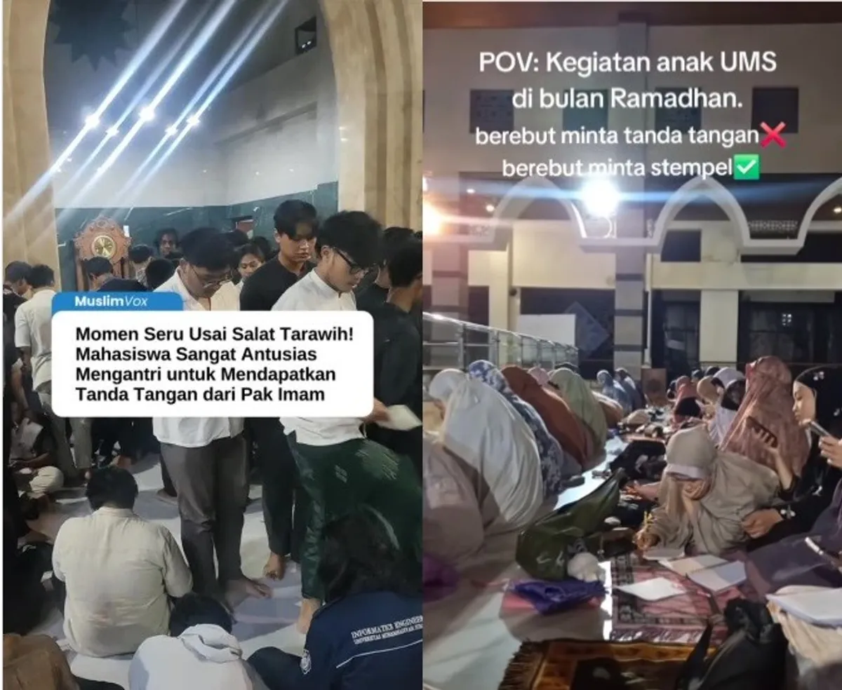 Asyiknya berburu tanda tangan setelah salat tarawih (Sumber: Instagram@muslimvox | Foto: Hasil tangkapan layar)