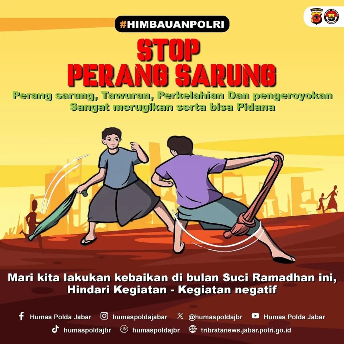 Stop Perang Sarung: Saatnya Berubah dan Ciptakan Kedamaian! (Sumber: Instagram @humaspoldajabar)