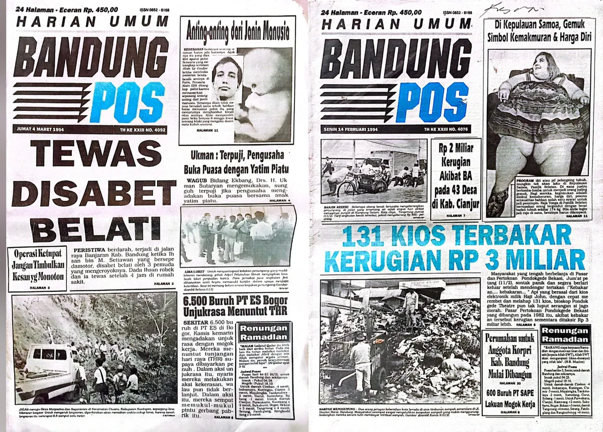 Harian Umum Bandung Pos, salah satu surat kabar kebanggaan warga Bandung pada era 1990-an. (Sumber: Dokumentasi Penulis)