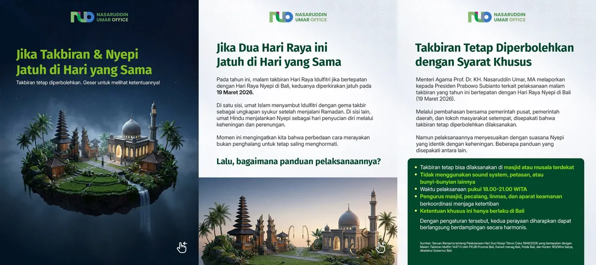 Panduan takbiran di Bali jika Idulfitri berbarengan dengan Nyepi (Sumber: instagram@nasaruddinumaroffice)