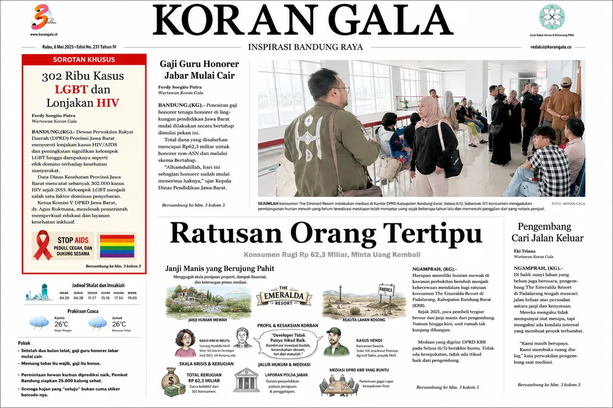 Suratkabar Koran Gala, terbitan 5 Mei 2026 yang memberitan tentang peningkatan LGBT dan AIDS (Sumber: Dokumentasi Penulis | Foto: Kin Sanubary)