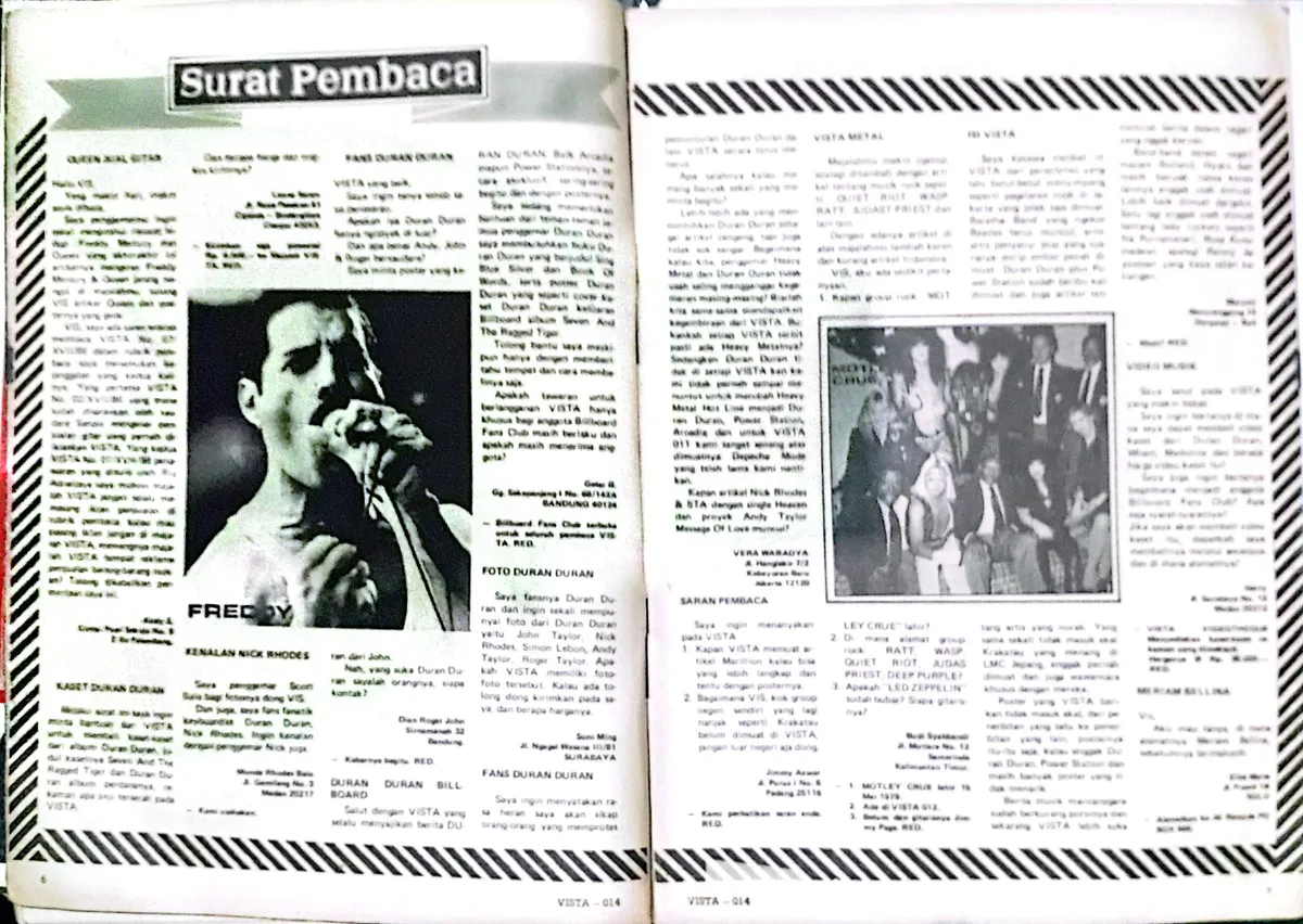 Artikel di majalah musik VISTA terbitan tahun 90-an yang memberitakan kepopuleran Freddie Mercury, vokalis kelompok Queen. (Sumber: Dokumentasi Penulis | Foto: Kin Sanubary)