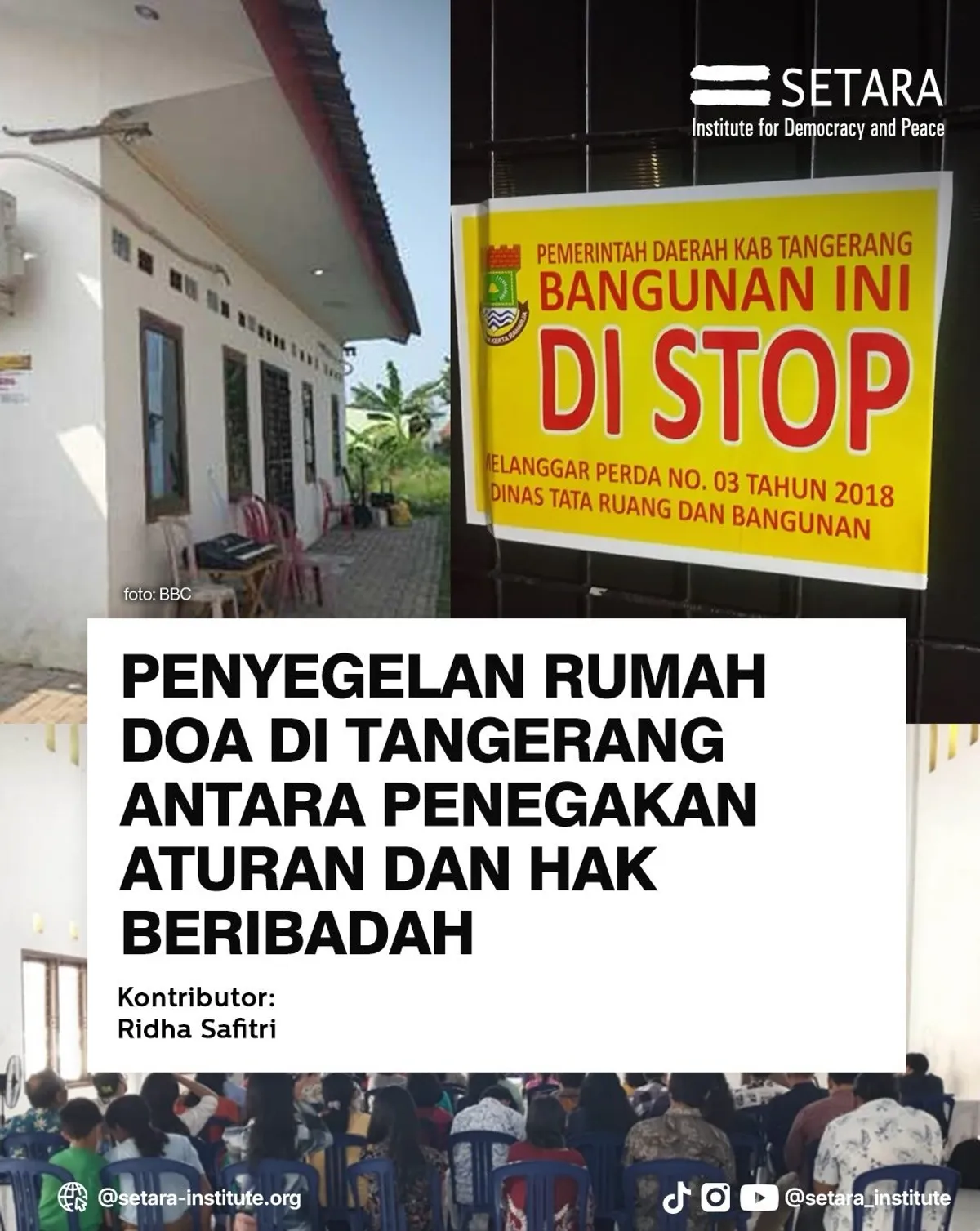 Temuan SETARA Institute dalam laporan KBB 2025 mengingatkan bahwa negara masih sering hadir sebagai penertib, belum sepenuhnya sebagai pelindung hak. Menjaga ketertiban penting, tapi memastikan keadilan dan ruang ibadah yang setara bagi semua adalah hal yang tidak bisa ditawar. (Sumber: Instagram @setara_institute)
