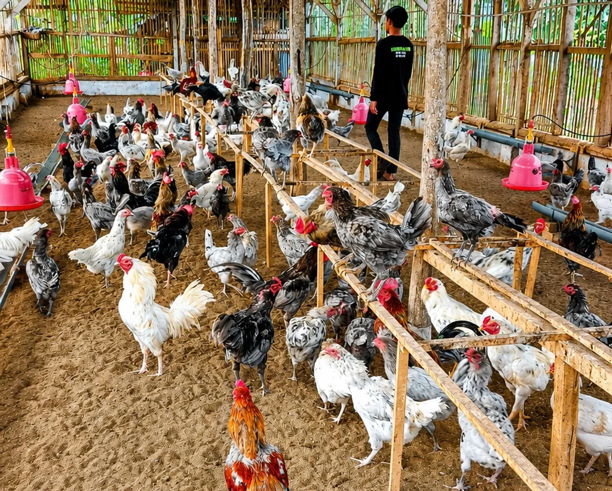 Peternakan ayam kampung KUB Sentul di Desa Margamukti, Sumedang Utara, (22/5/2026). (Sumber: Ayobandung.id | Foto: Aris Abdulsalam)