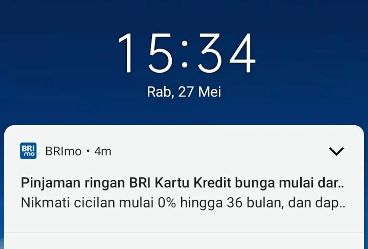 Contoh notifikasi resmi dari aplikasi BRImo yang terjamin keamanannya. (Sumber: Ayobandung.id | Foto: Aris Abdulsalam)