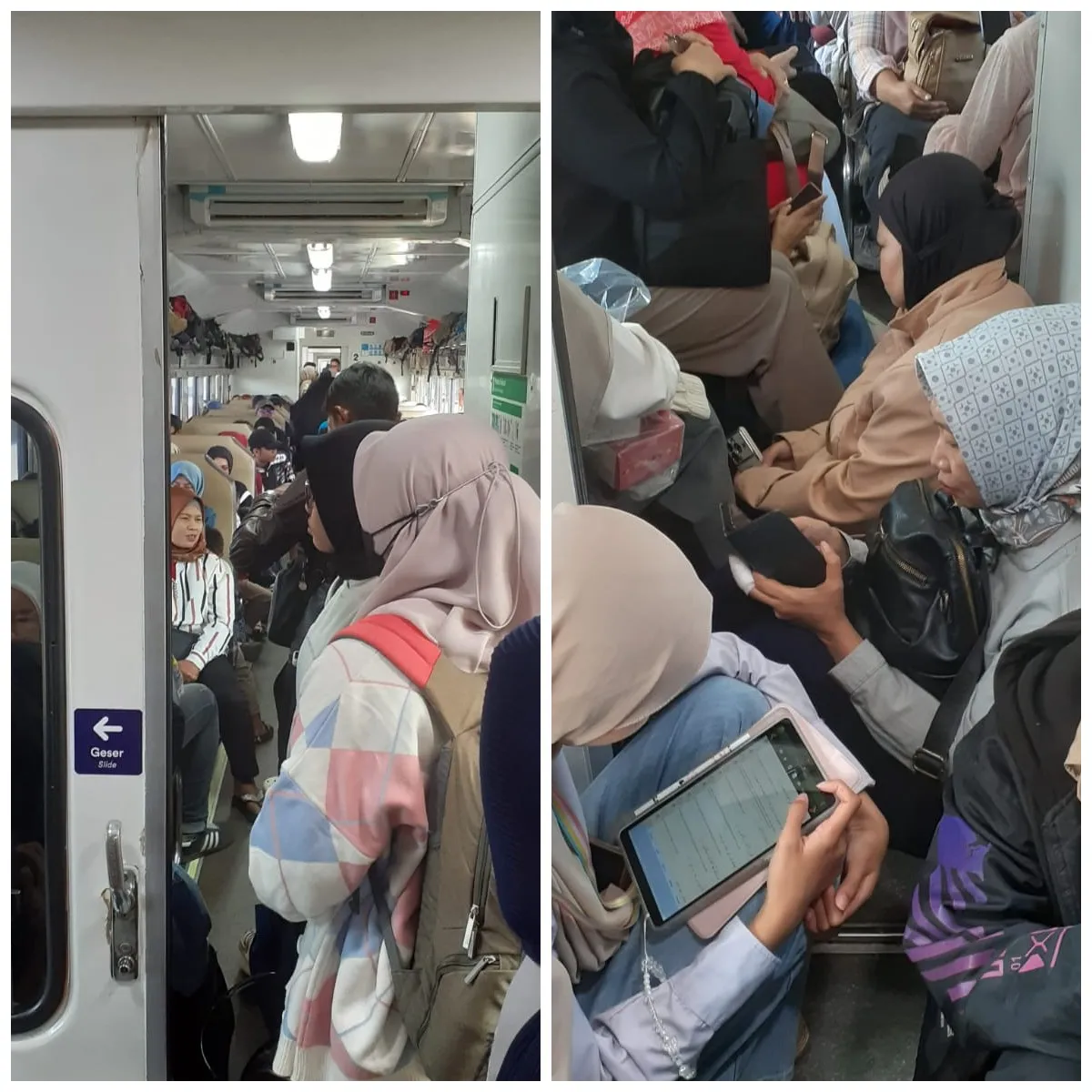 Kondisi di dalam gerbong kereta komuter Bandung Raya (Sumber: dokpri | Foto: Sri Maryati)