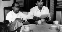 Mohammad Hatta (kiri) dan Soekarno (kanan) dalam sebuah kesempatan. (Sumber: Wikimedia)