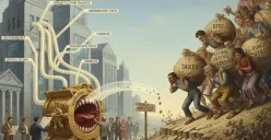 Ilustrasi kebutuhan negara vs beban rakyat (Sumber: gemini.ai)