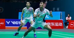Muhammad Shohibul Fikri (kiri) dan Fajar Alfian. (Sumber: Dok. PBSI)