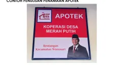 Contoh Penulisan Penamaan Apotek Desa (Sumber: Kemenkes)