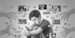 Seorang remaja duduk terpukul di tengah serangan komentar kasar dan ejekan di media sosial. (Sumber: Dok. Pribadi | Foto: jajang shofar)