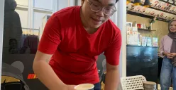 Calvin, salah satu peserta pelatihan Difabel Empowerment in a Cup di Kibi Kopi. (Sumber: ayobandung.id | Foto: Halwa Raudhatul)