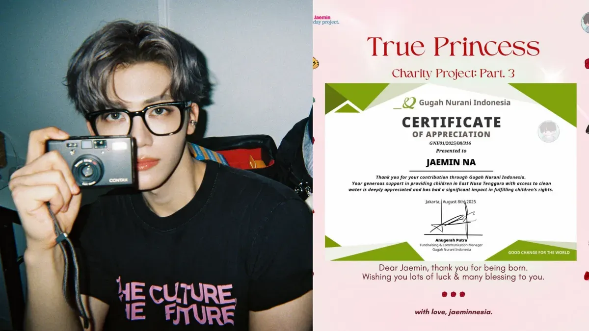 Foto Jaemin NCT Dream dan sertifikat donasi ke Yayasan Gugah Nurani Indonesia (Sumber: x.com/@najaeminnesia)